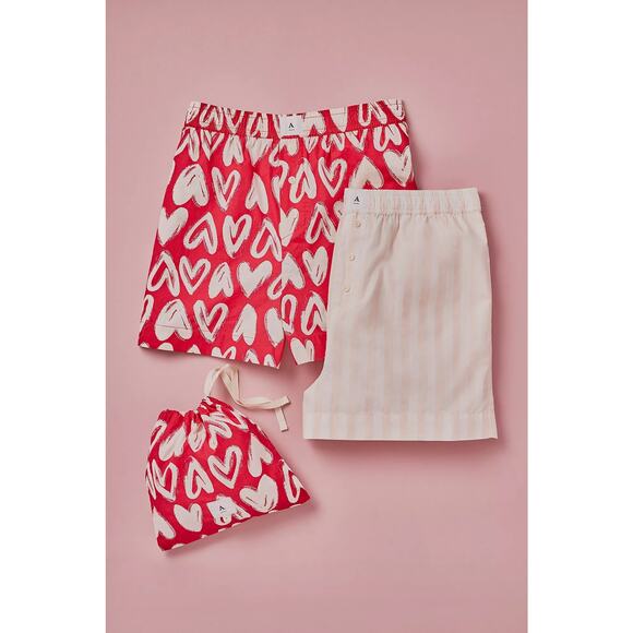 Anthropologie Pants - NWT by Anthropologie The Wren Two Piece Heart and Striped Print Boxer Shorts XL